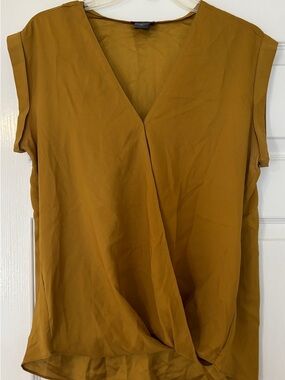 Ann Taylor Mustard Wrap-Front Sleeveless Camisole